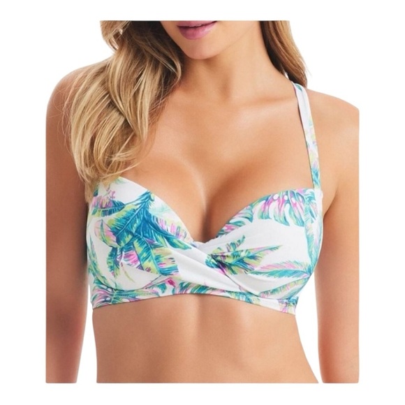 Jessica Simpson Jungle Cruise Twist Front Print D Cup Bikini Top Size XL D NEW - Picture 1 of 11